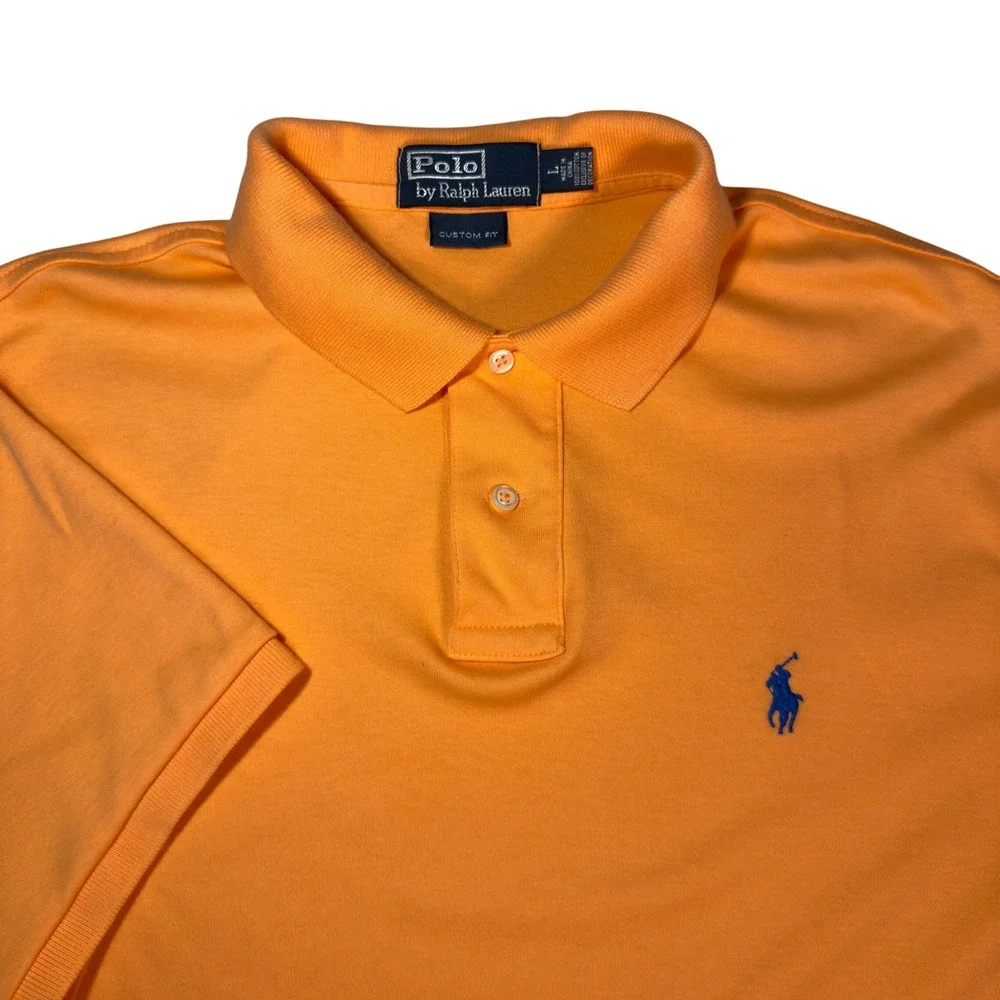 Polo Ralph Lauren Polo Shirt Mens L Orange Excellent Custom Fit Pony Logo